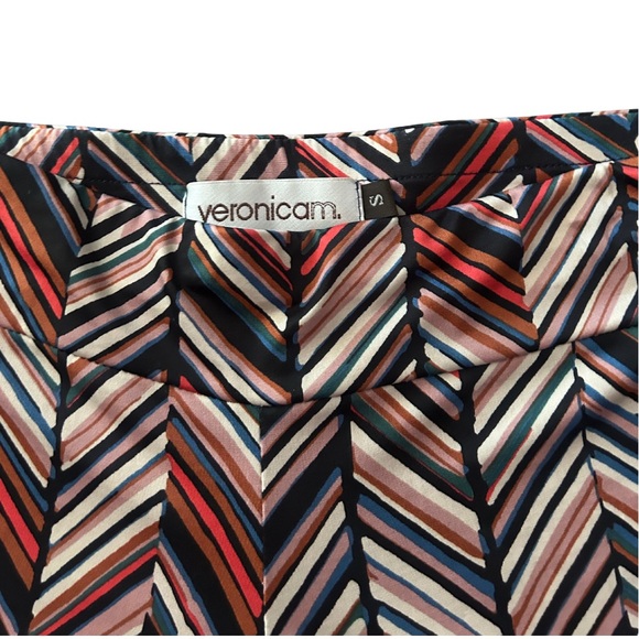 Veronica M Fitted Stretch Flare Pants | Chevron Stripe/Multi | Size S | NWOT - Picture 3 of 6